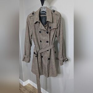 Philosophy Checkered Double-Breasted Trench Coat